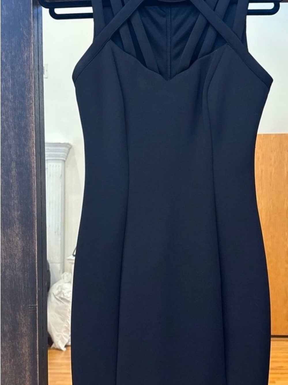 Guess Black Cross-Strap Midi Dress